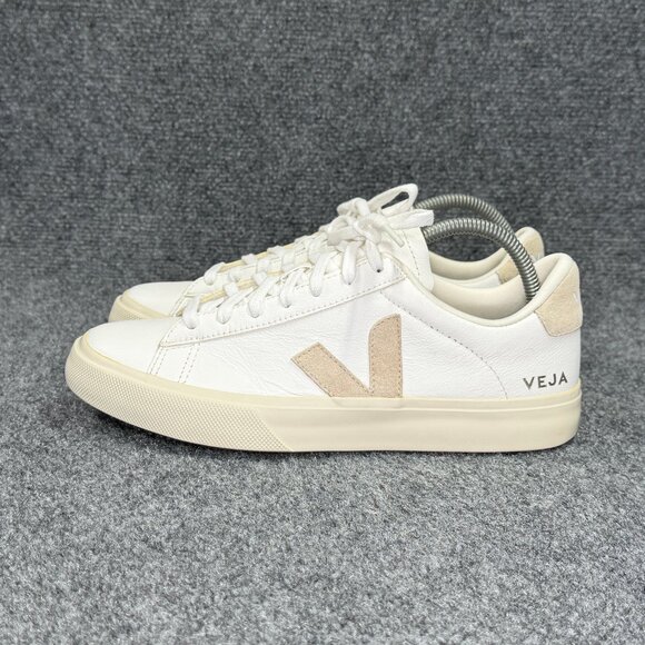 VEJA Campo Sneakers Women's Size 10 White Leather Tan Suede Low Lace Retro Shoes - Picture 4 of 11